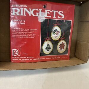 Designs For The Needle‎ Counted Cross Stitch Ringlets #9001 3 Ornaments 1982 New